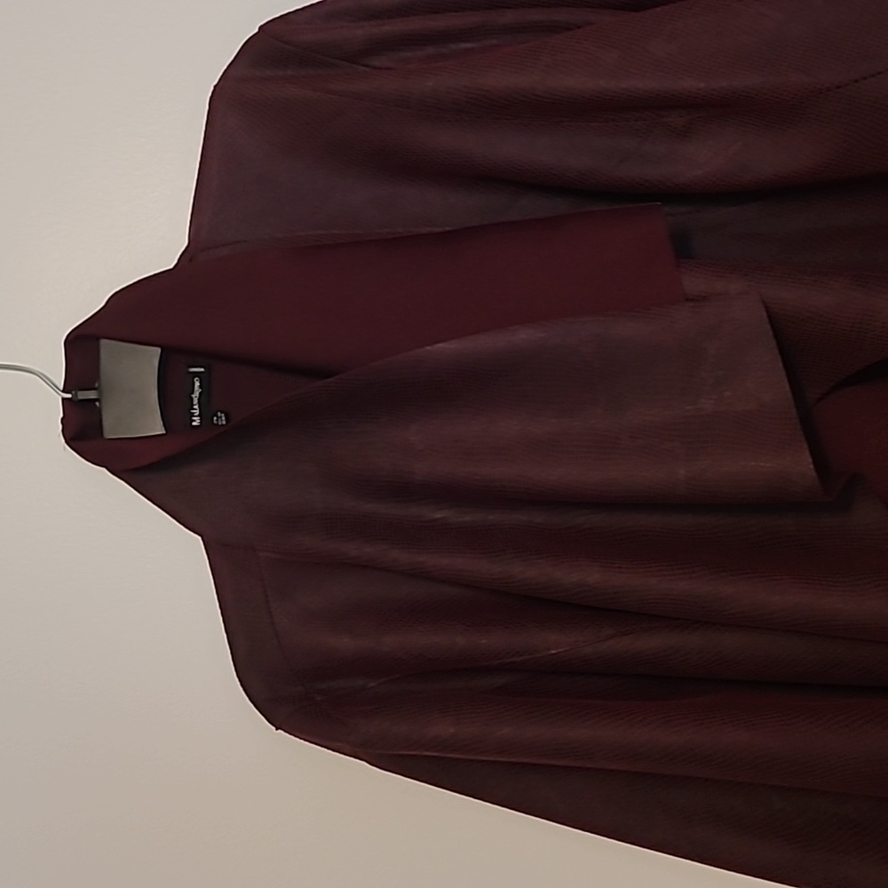 Catherine Malandrino dark burgundy faux leather open jacket Sz 2X - Picture 8 of 10